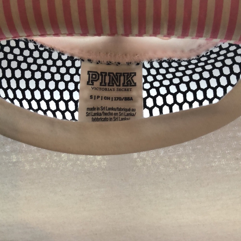 NWOT PINK New York City checkered print mesh accent long sleeve tee RARE - Picture 5 of 8